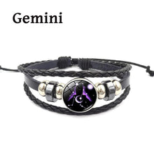 Load image into Gallery viewer, 12 Zodiac Signs Leather Bracelets