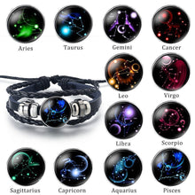 Load image into Gallery viewer, 12 Zodiac Signs Leather Bracelets