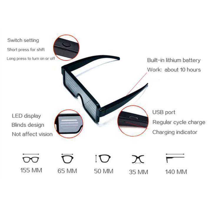 Flash Rechargeable Luminous LED  Light Glasses
