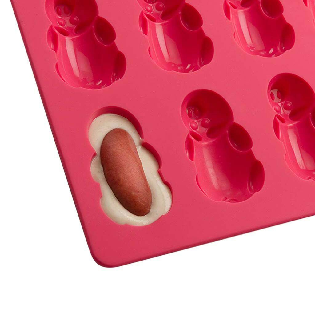 Non Stick 24 Little Pigs in a Blanket Silicone Baking Mold Muffin Cupcakes Kits