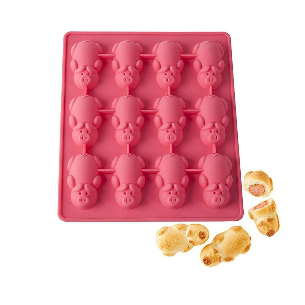 Non Stick 24 Little Pigs in a Blanket Silicone Baking Mold Muffin Cupcakes Kits