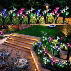 Solar Powered  Lily Flower & butterfly Light