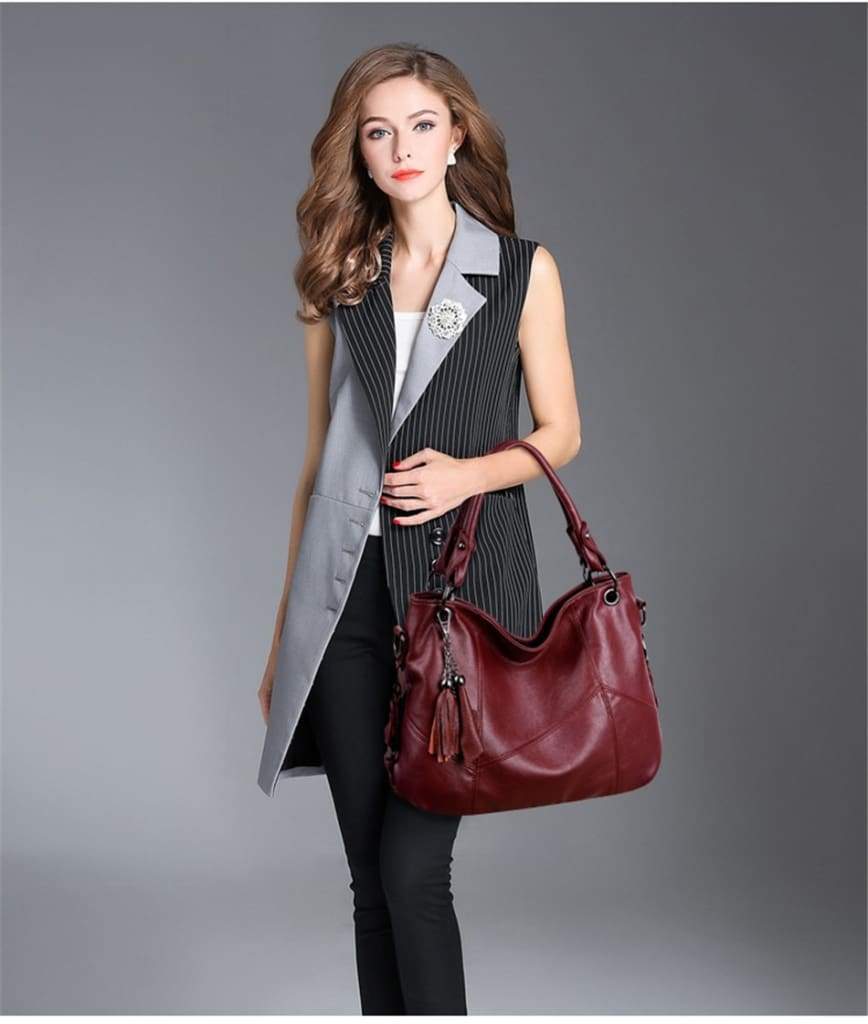 Women Leather  Messenger Handle Tote Shoulder Bags Designer Crossbody