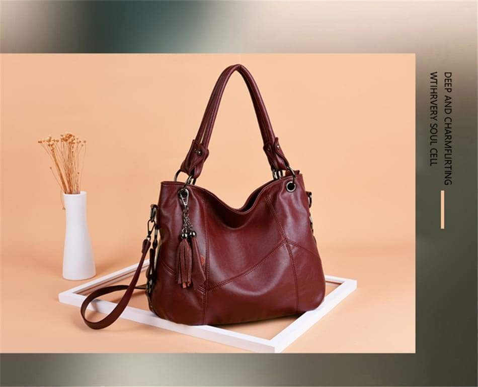 Women Leather  Messenger Handle Tote Shoulder Bags Designer Crossbody