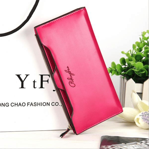 Women Oil Leather Ultrathin Wallet Bright PU Leather Purse Wallet
