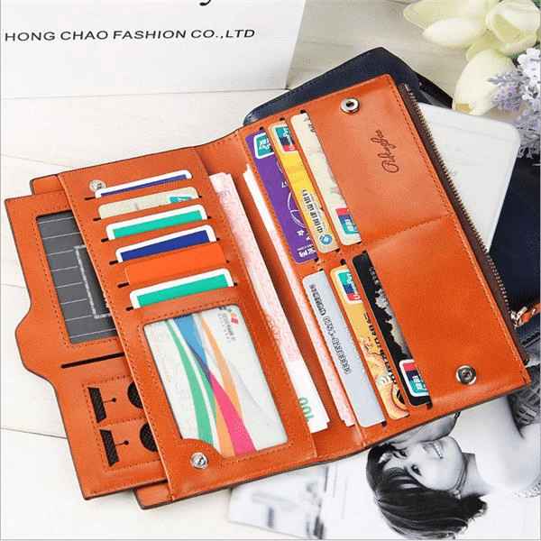 Women Oil Leather Ultrathin Wallet Bright PU Leather Purse Wallet