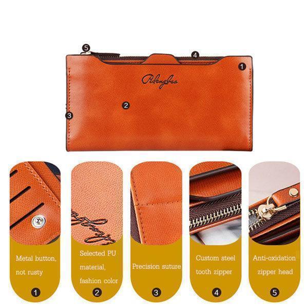 Women Oil Leather Ultrathin Wallet Bright PU Leather Purse Wallet