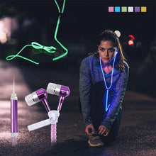 Load image into Gallery viewer, Zipper in Ear Wired Headphones Luminous Earphones Glow In The Dark